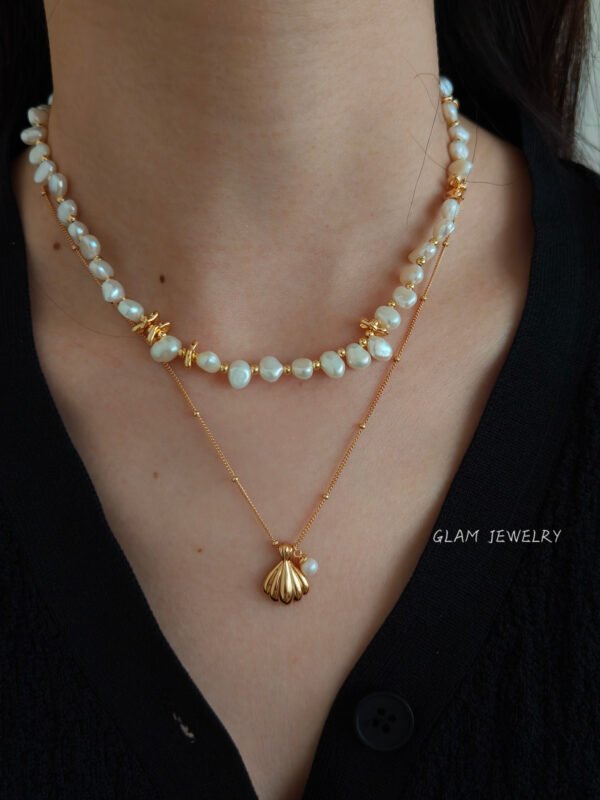 Baroque Freshwater Pearl Necklace in 18K Gold Vermeil | Adjustable 14–17″ | 18K Gold over 925 Sterling Silver