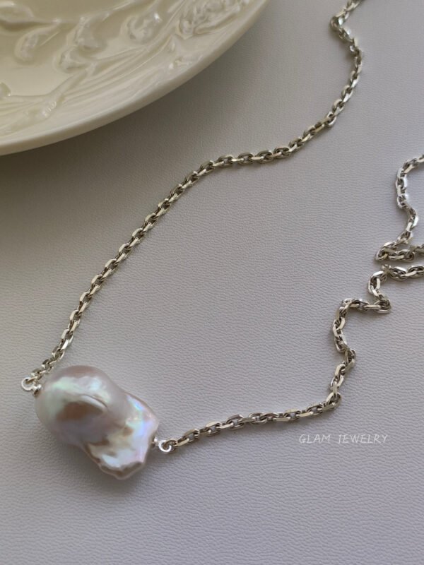 Minimalist Baroque Pearl Pendant Necklace | 18K Gold Vermeil | 45cm 18K Gold Over Sterling Silver Chain
