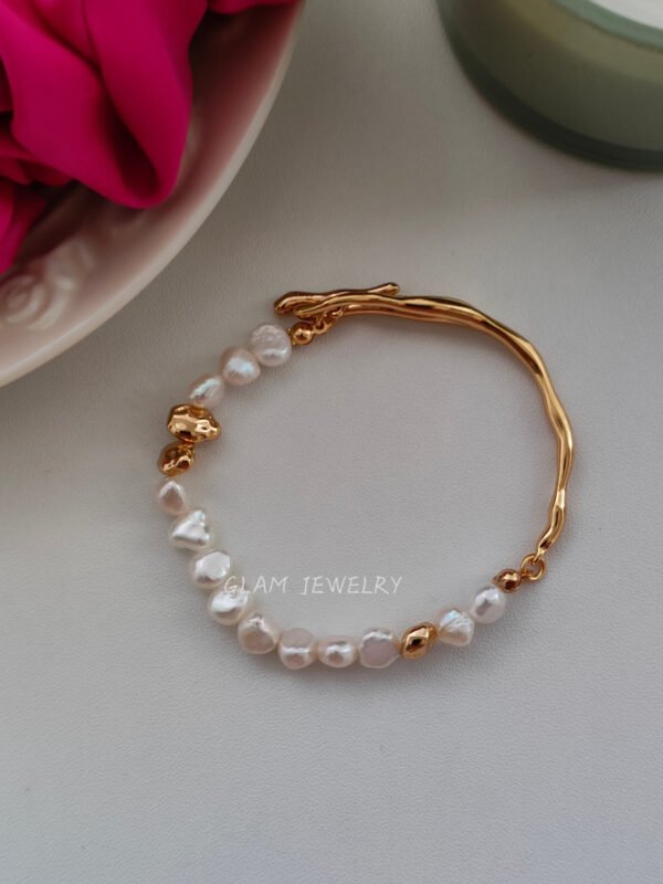 Freshwater Pearl & Gold-Plated Sterling Silver Bracelet | Adjustable Fit 5–6.5cm