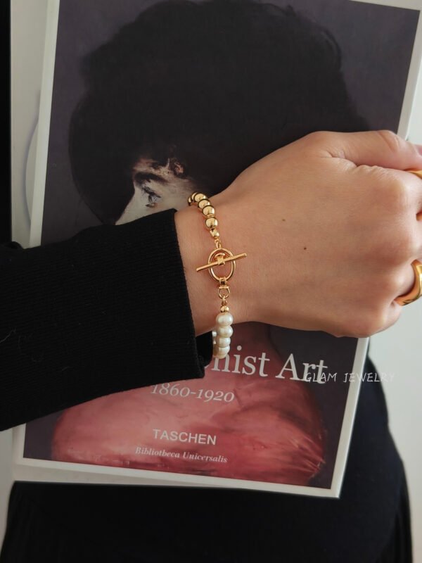 Freshwater Pearl Bracelet | Solid S925 Sterling Silver with 18K Gold Plating | 7.1"