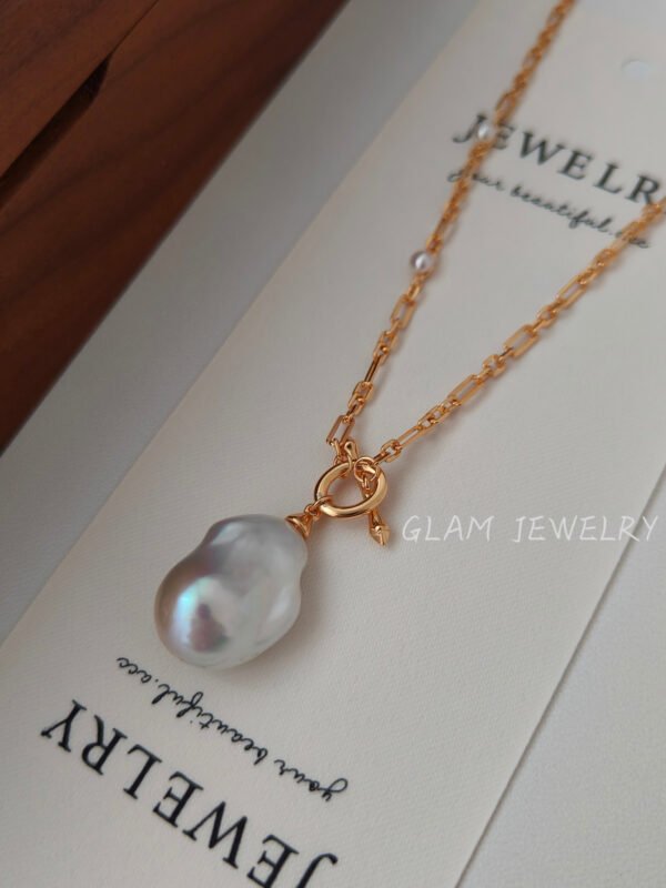 Natural Baroque Pearl Long Necklace | Solid S925 Sterling Silver with 18K Gold Plating | 23.6" (60cm, non-adjustable)