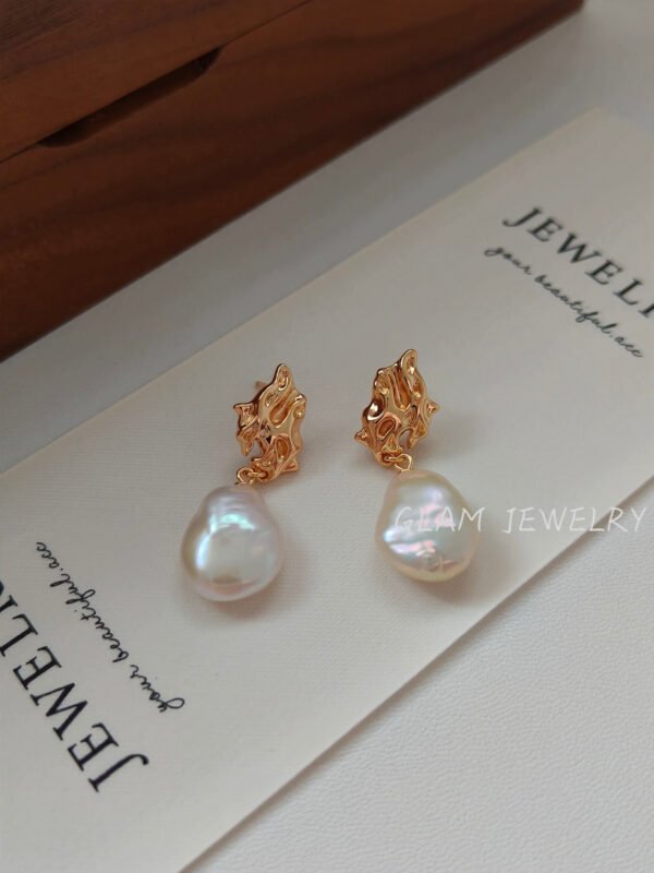 Baroque Pearl Drop Earrings | Solid S925 Sterling Silver with 18K Gold Plating