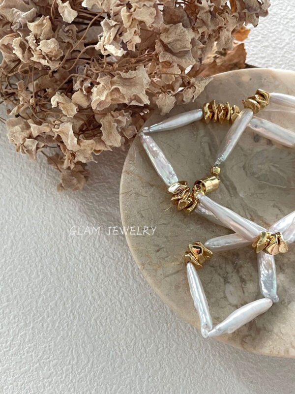 Baroque Pearl-Inspired Metal Necklace | 14K Gold Filled | 18 inch