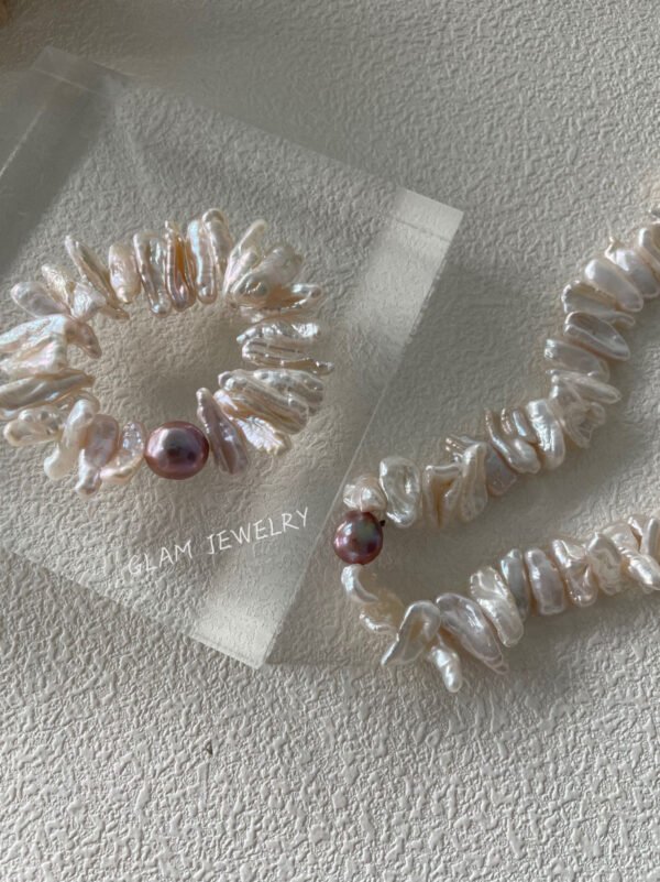 Baroque Pearl Sunflower Bracelet | Natural Freshwater Pearls | Stretch Design